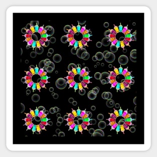 Retro Bobba Tea/Bubble Tea and Bubble Circle Flower Design Sticker